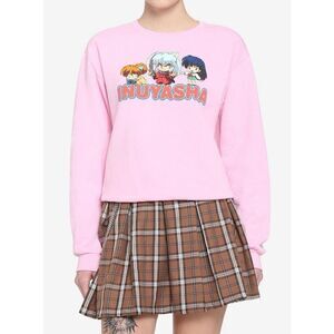 InuYasha Chibi Trio Puff Letters Girls Sweatshirt (Sm)